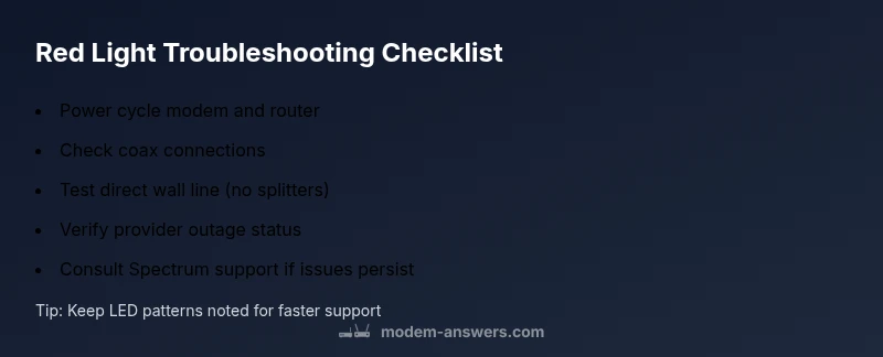 Checklist for red light on Spectrum modem troubleshooting