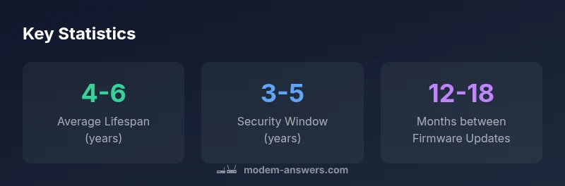 Infographic showing modem lifespan and maintenance intervals